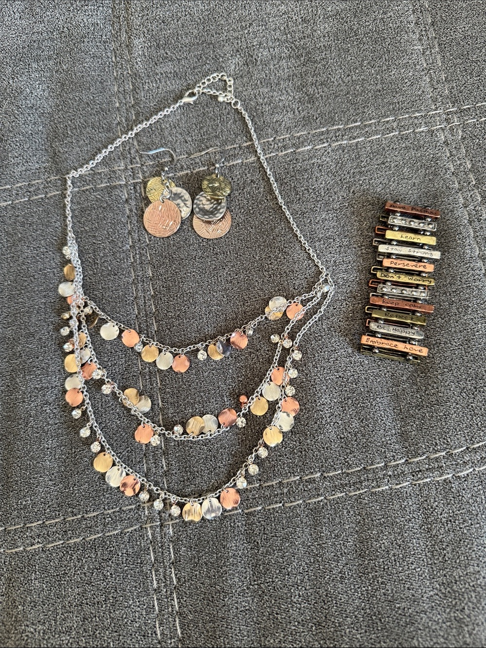 Layered Jewelry Set in Gold Bronze & Silver Like New